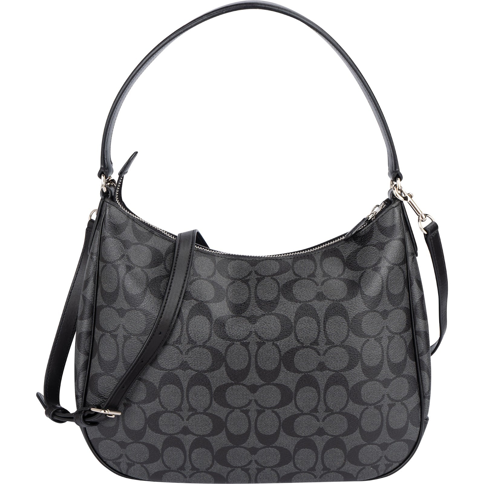 Coach Monogram Signature Black Hobo Shoulder Bag