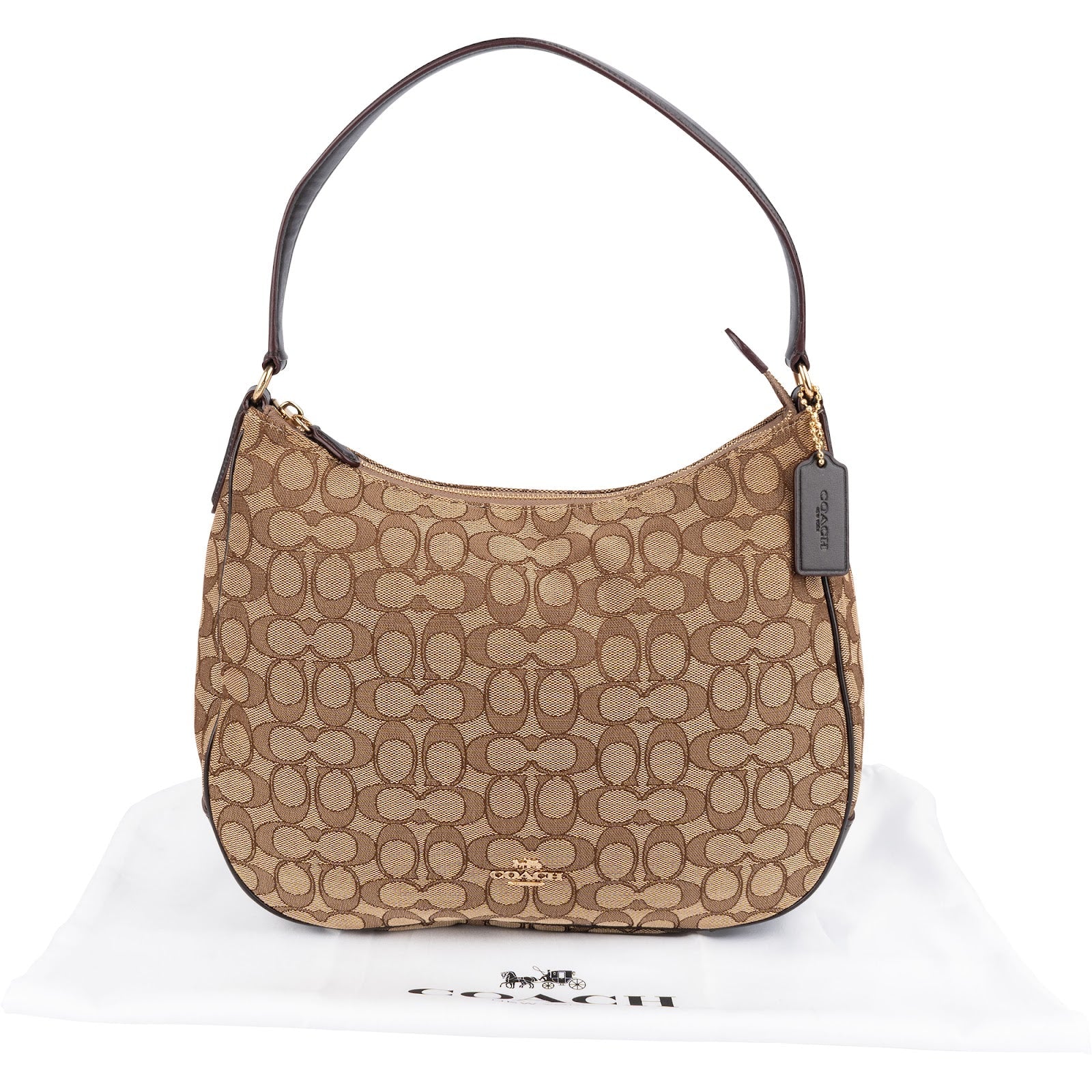 Coach Monogram Signature Canvas Hobo Shoulder Bag