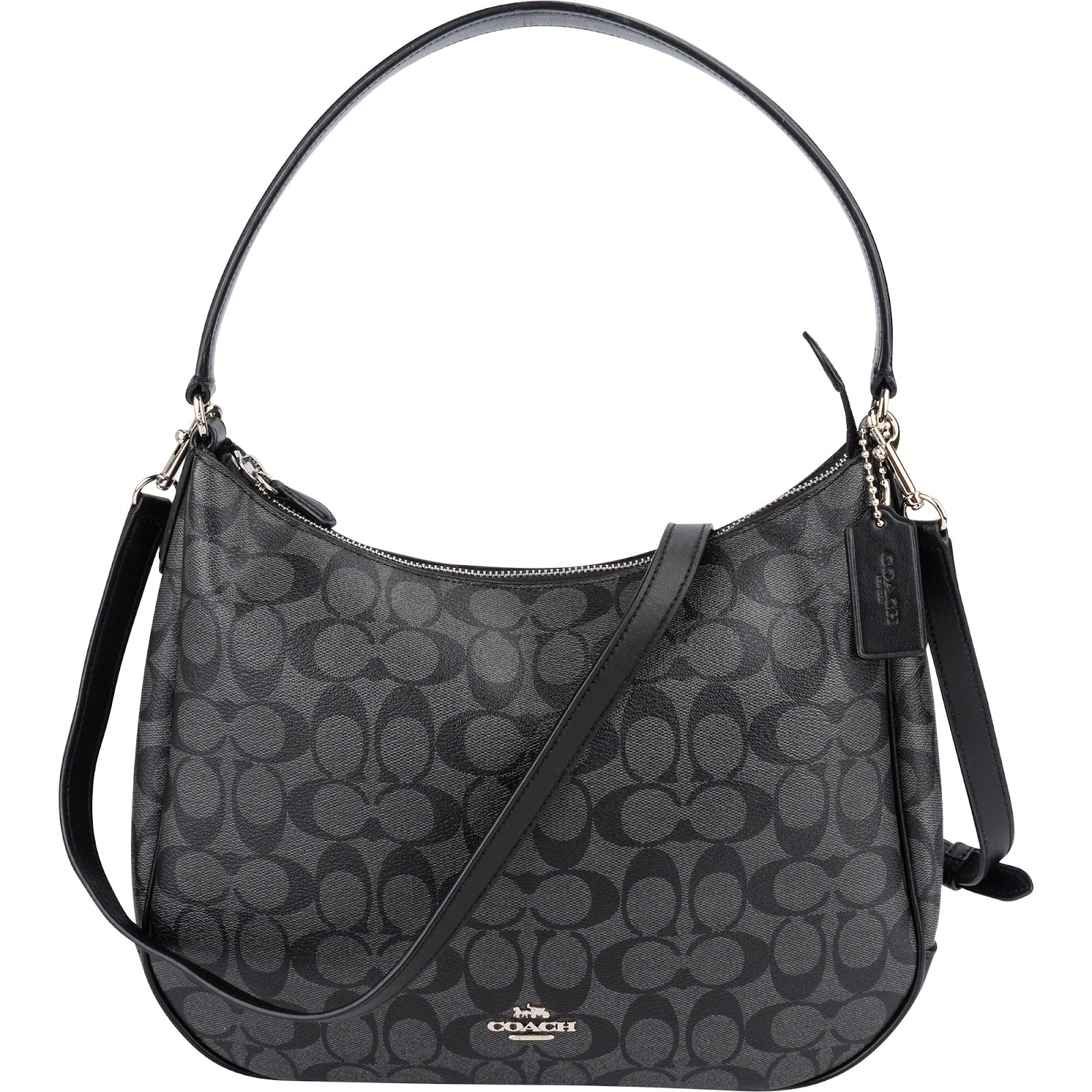 Coach Monogram Signature Black Hobo Shoulder Bag